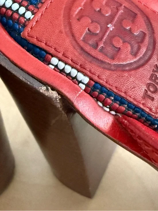 Tory Burch Florian Sandals Heels Tapestry Size 8 - Picture 8 of 15